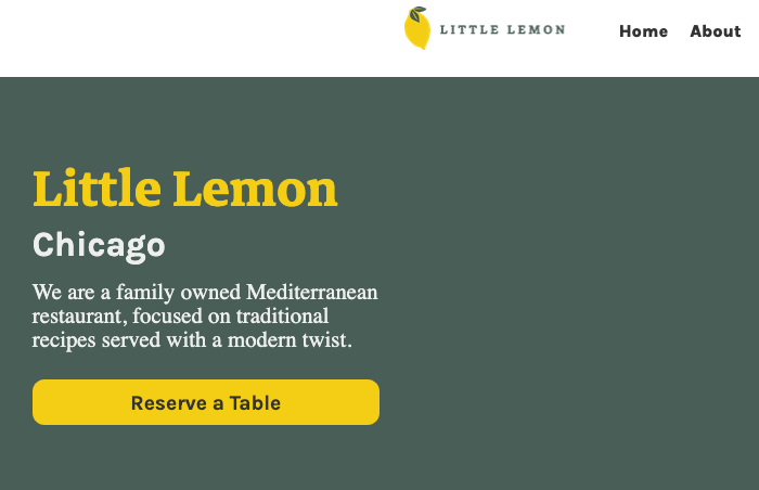Little Lemon Restaurant Homepage screenshot